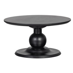 Table basse ronde design 68cm en bois de manguier noir BENCO