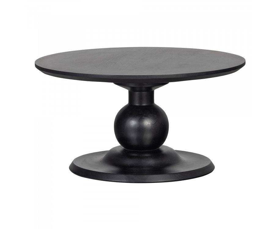 Table basse ronde design 68cm en bois de manguier noir BENCO