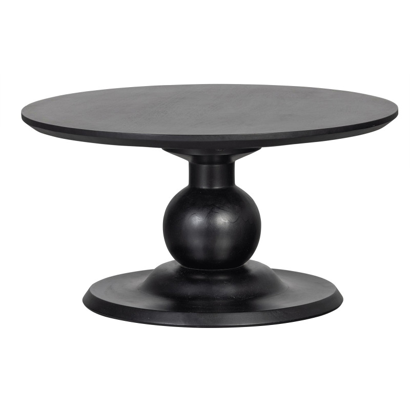 Table basse ronde design 68cm en bois de manguier noir BENCO