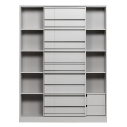 Armoire 1 porte coulissante en bois de pin FSC gris PIKA