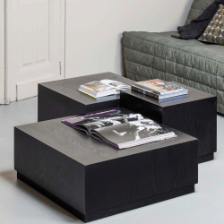 Set de 3 tables d'appoint gigognes en bois noir PAM