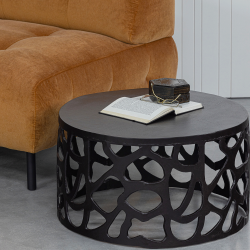 Table basse design ronde en métal noir CASPER