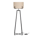 Lampadaire en métal noir et tissu blanc JINX