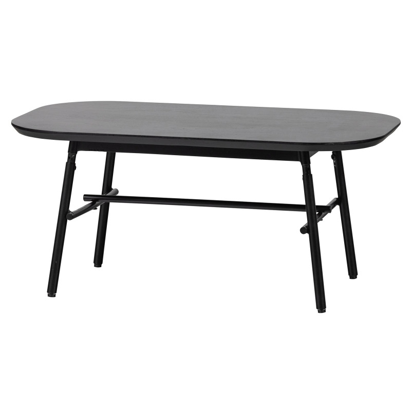 Table basse rectangulaire mince en bois de manguier et métal noir LILAS