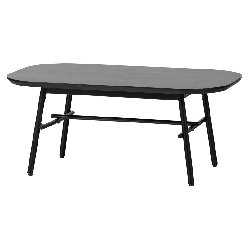 Table basse rectangulaire mince en bois de manguier et métal noir LILAS