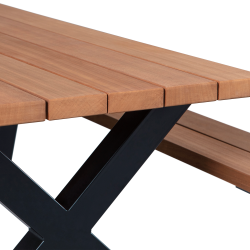 Table de pique-nique d'extérieur en bois et métal TAURO