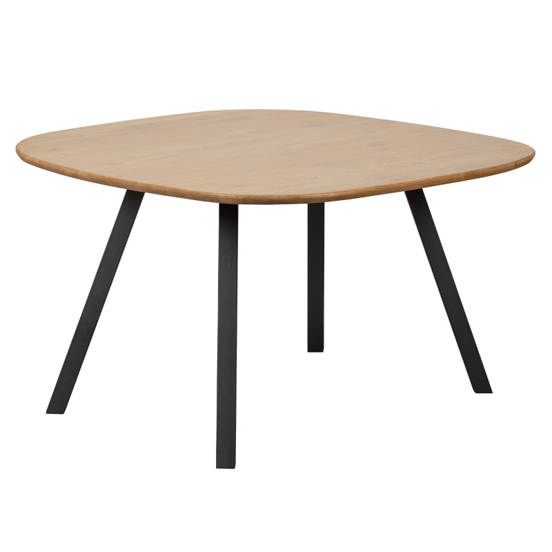 Table à manger en bois de chêne massif pieds noir 130x130cm TAURO