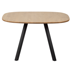 Table à manger en bois de chêne massif pieds noir 130x130cm TAURO