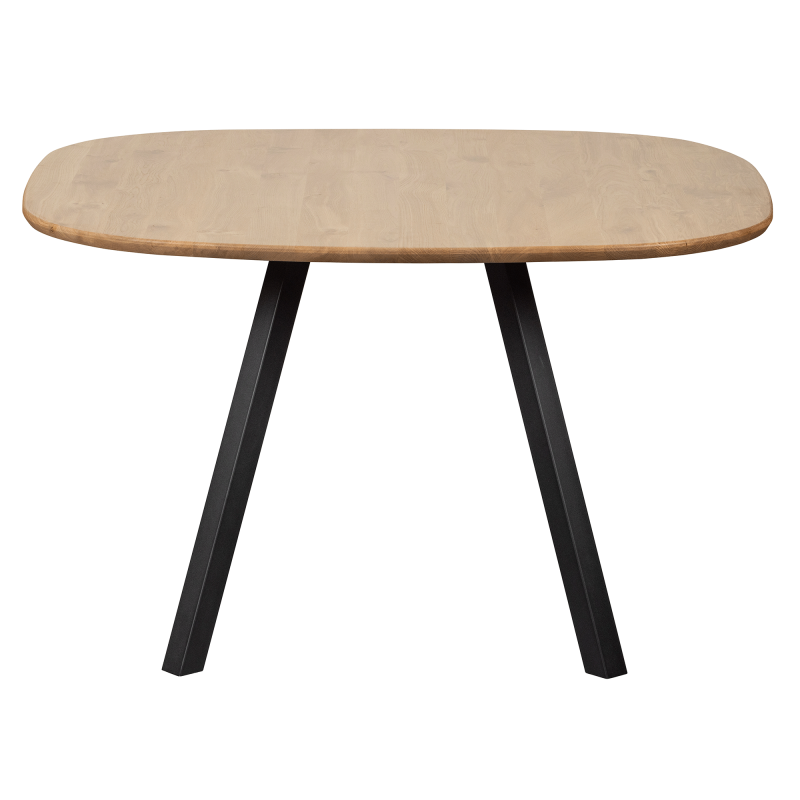 Table à manger en bois de chêne massif pieds noir 130x130cm TAURO