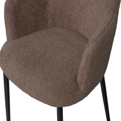 Chaise de salle à manger en métal noir et tissu douc en peluche TED