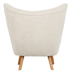 Fauteuil câlin et confortable en tissu peluche doux blanc MALAYA