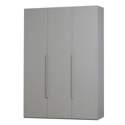 Grande armoire 3 portes en placage de noyer avec longue poignée couleur grise MAGBY