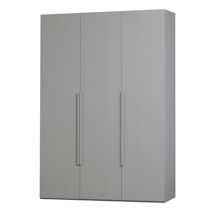 Grande armoire 3 portes en placage de noyer avec longue poignée couleur grise MAGBY