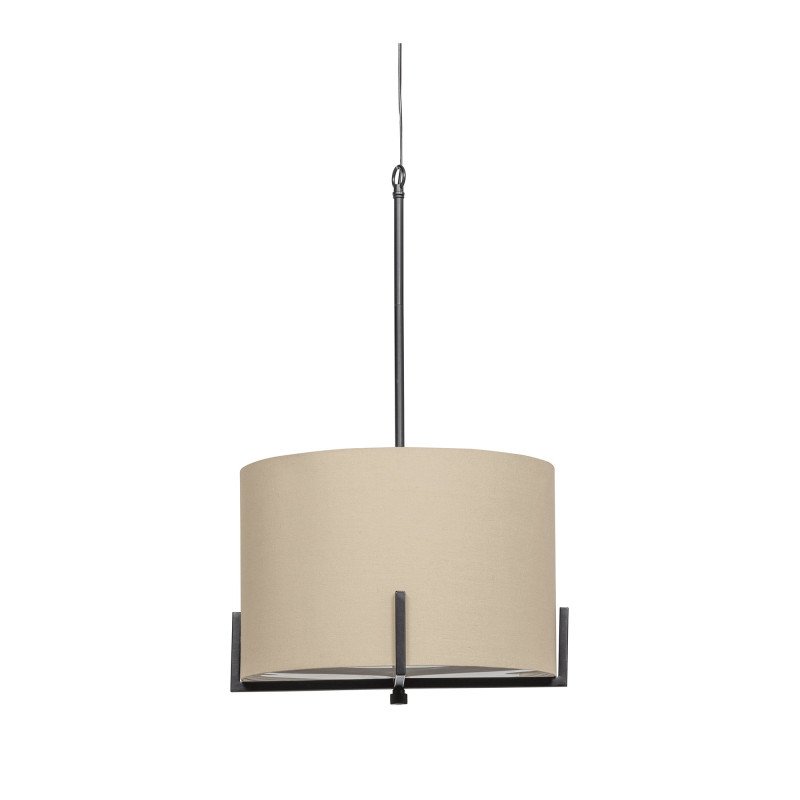 Lampe suspendue en métal noir et tissu naturel JINX