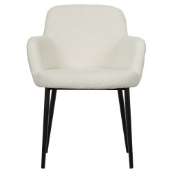 Chaise de salle à manger en métal noir et tissu douc en peluche TED