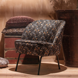 Fauteuil cocktail velours fleuri VOGUE