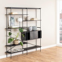 Etagère design en bois et métal noir avec placard BLACK