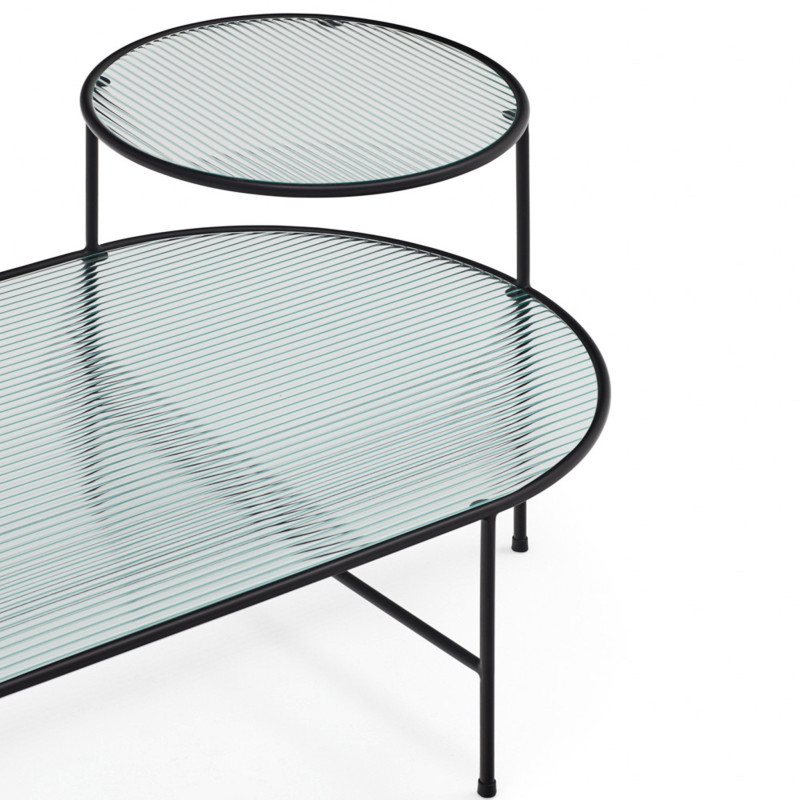 Table basse asymétrique en verre et métal NIX
