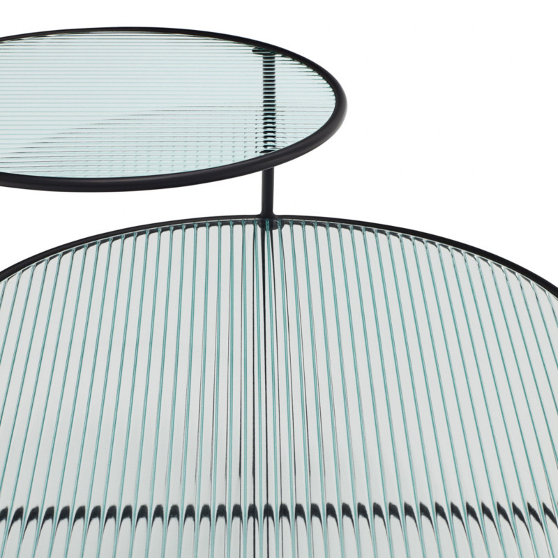 Table basse asymétrique en verre et métal NIX