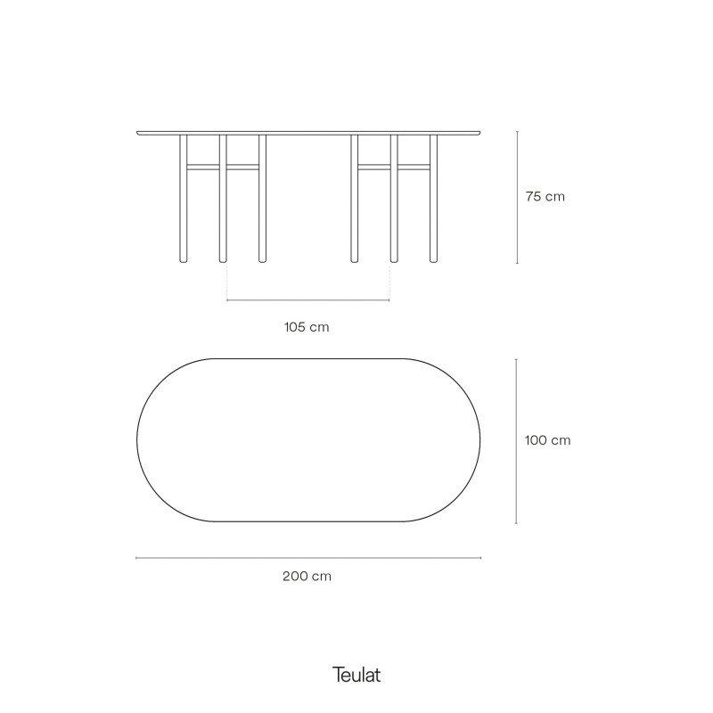 Grande table à manger ovale 200 cm en bois JUNCO