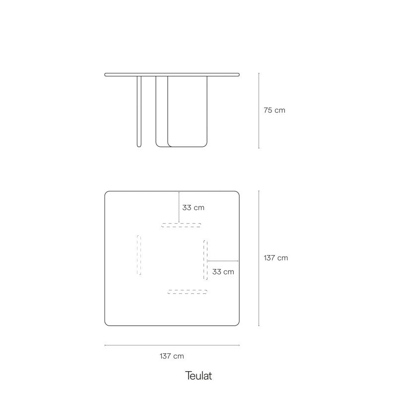 Table à manger carré 137 cm en bois ARQ