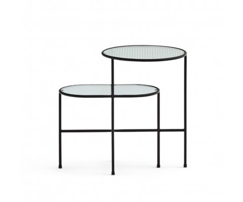 Table gigogne minimaliste en métal et verre NIX