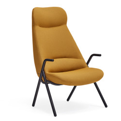 Fauteuil haut en tissu et métal avec accoudoirs DINS