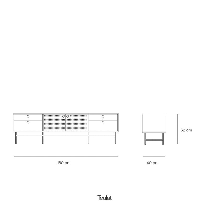 Meuble TV 4 tiroirs 2 portes en métal perforé PUNTO