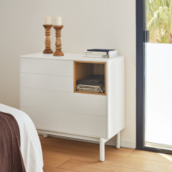 Commode 4 tiroirs avec niche en bois CORVO