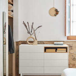 Commode 7 tiroirs avec niche en bois CORVO