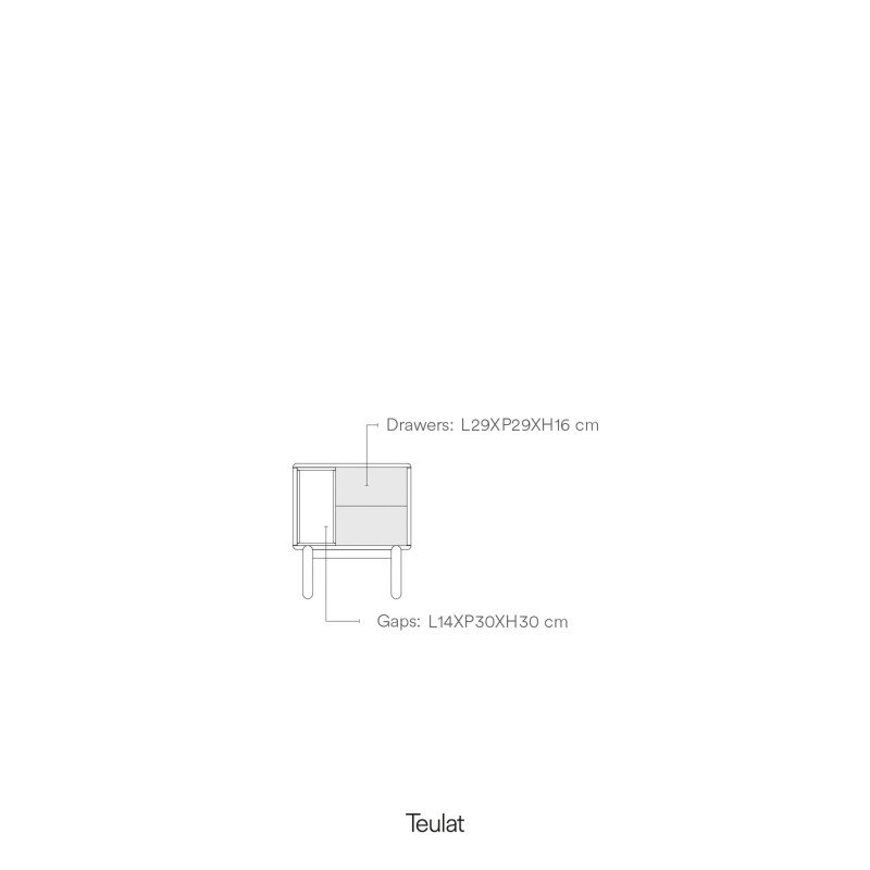 Table de chevet 2 tiroirs avec niche en bois CORVO