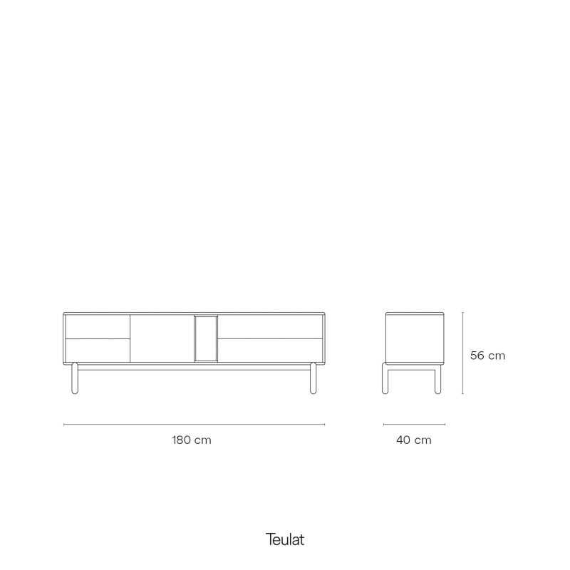 Meuble TV 2 portes 2 tiroirs avec niche en bois CORVO