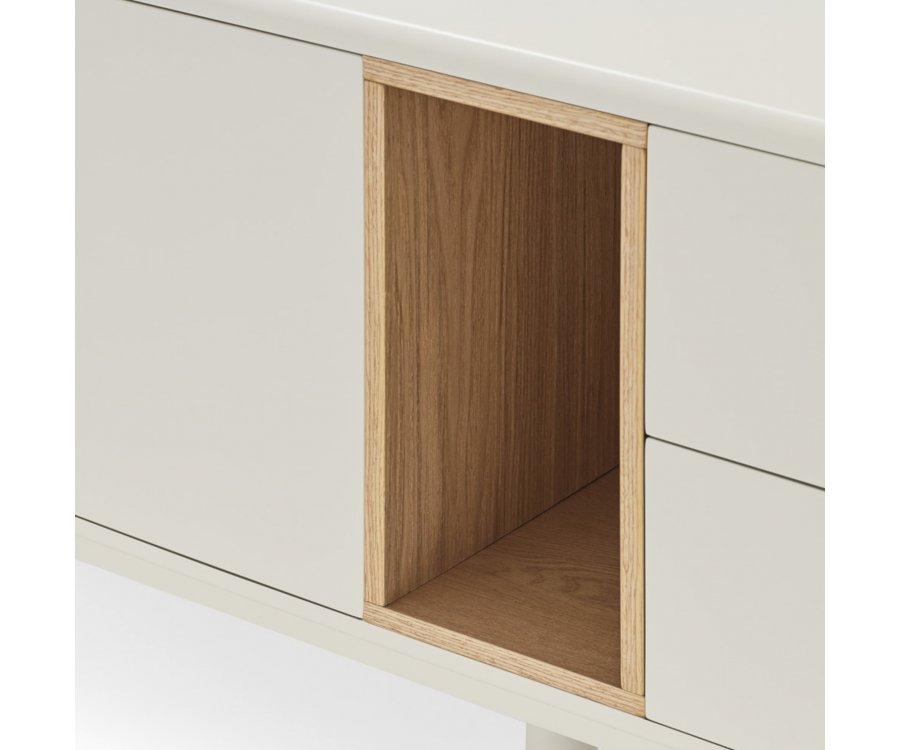 Meuble TV 2 portes 2 tiroirs avec niche en bois CORVO