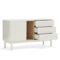 Buffet bas 1 porte 3 tiroirs avec niche en bois CORVO