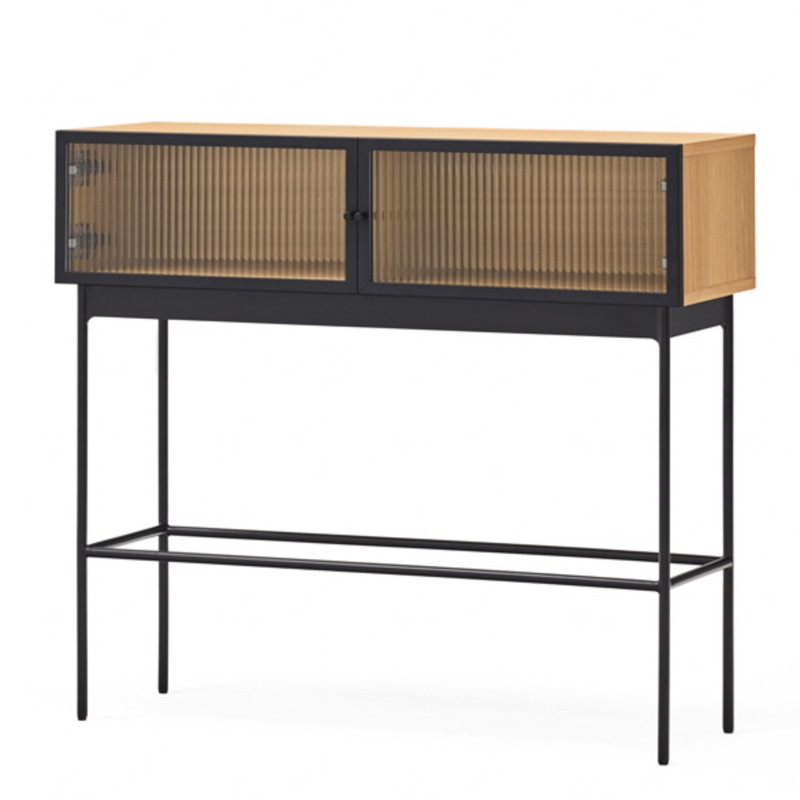 Console minimaliste en bois métal et verre BLUR