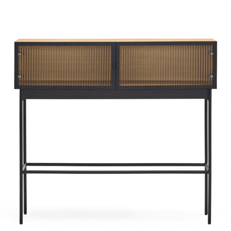 Console minimaliste en bois métal et verre BLUR