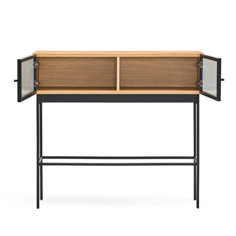 Console minimaliste en bois métal et verre BLUR