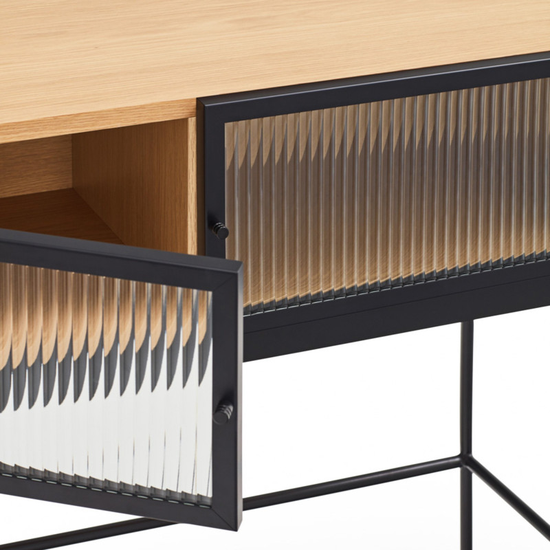 Console minimaliste en bois métal et verre BLUR