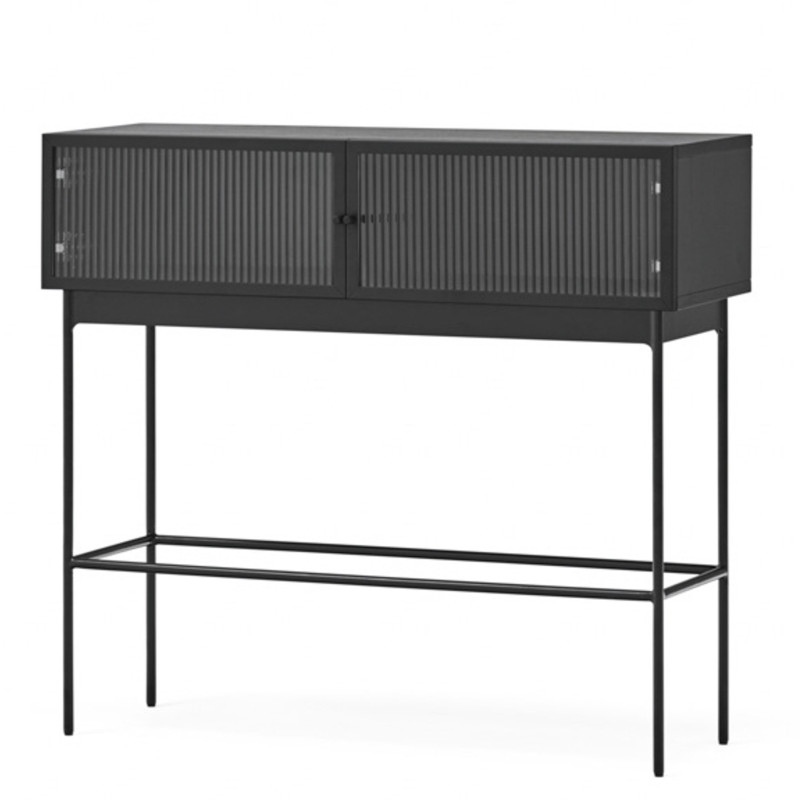 Console minimaliste en bois métal et verre BLUR