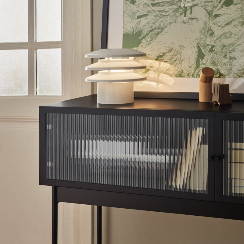 Console minimaliste en bois métal et verre BLUR