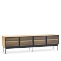 Meuble TV moderne 4 portes en bois et verre BLUR