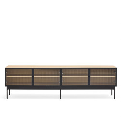 Meuble TV moderne 4 portes en bois et verre BLUR