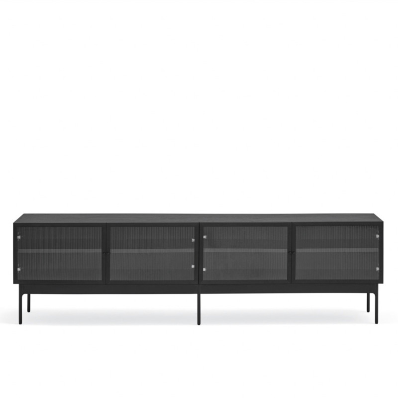 Meuble TV moderne 4 portes en bois et verre BLUR