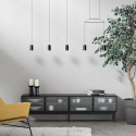 Meuble TV moderne 4 portes en bois et verre BLUR