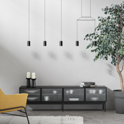 Meuble TV moderne 4 portes en bois et verre BLUR