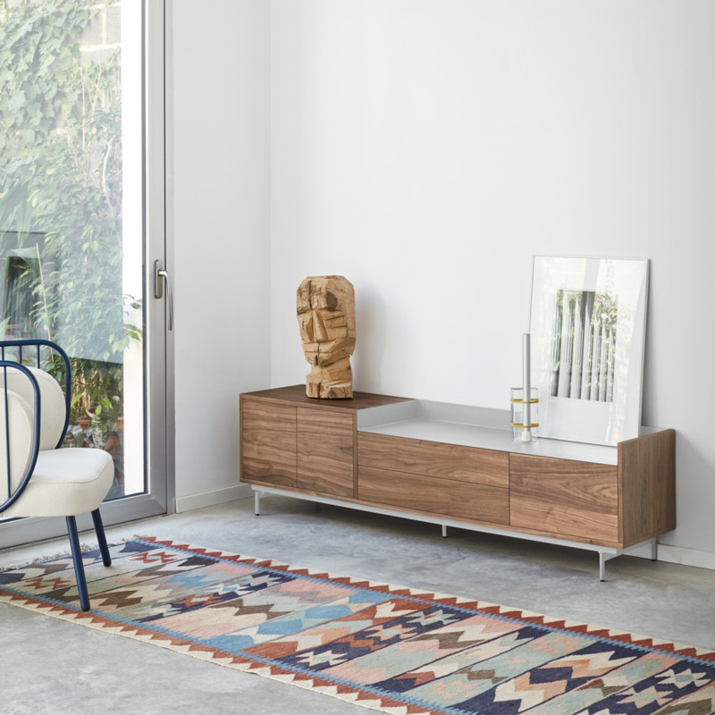 Meuble TV moderne 4 portes 2 tiroirs en bois VALLEY