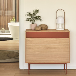 Commode tendance 4 tiroirs en bois et métal YOKO