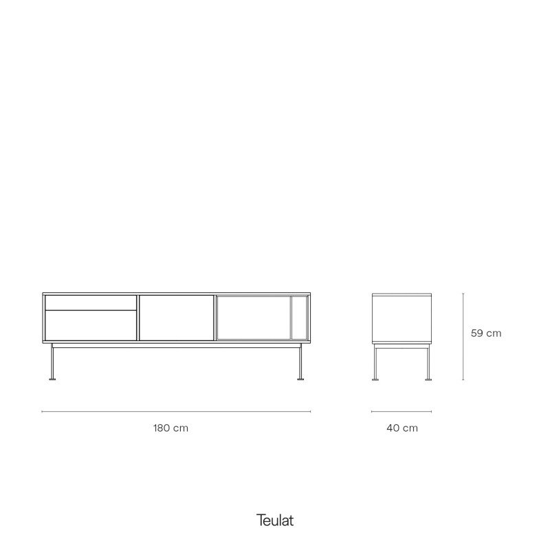 Meuble TV moderne 1 porte 2 tiroirs en bois et métal YOKO