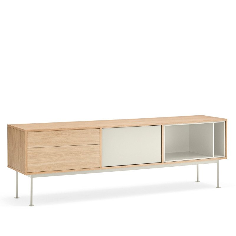 Meuble TV moderne 1 porte 2 tiroirs en bois et métal YOKO