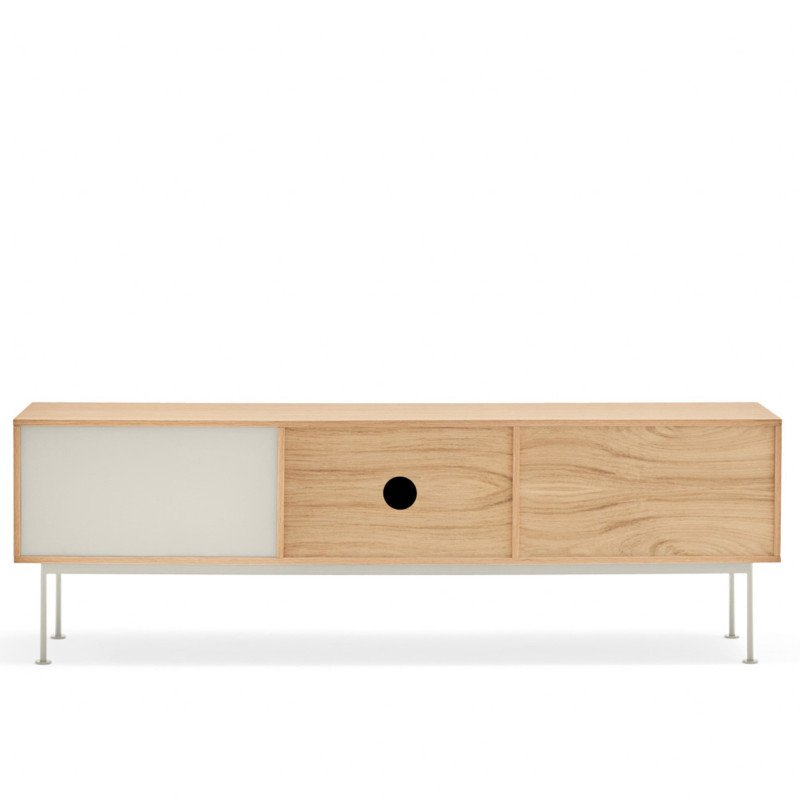 Meuble TV moderne 1 porte 2 tiroirs en bois et métal YOKO